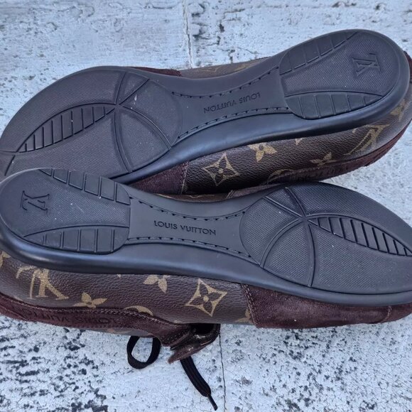 Louis Vuitton Men Shoes Brown LV Logo Lace Up Sneaker Made Italy Size 9UK 10US - Picture 11 of 13